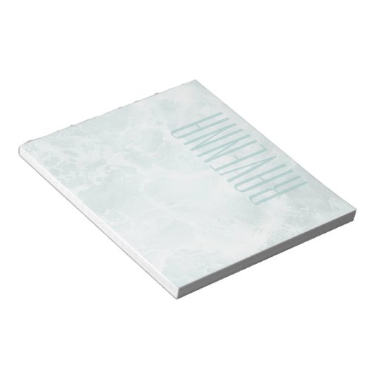 Bloc-note Opacité argentée Seafoam Élégant Nom de script per (Incliné)