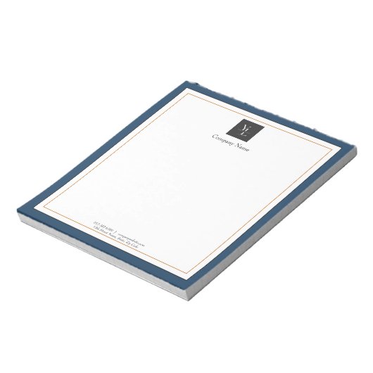 Bloc-note Or bleu moderne avec logo d'entreprise (Tourné)