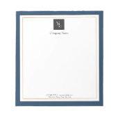 Bloc-note Or bleu moderne avec logo d'entreprise (Devant)