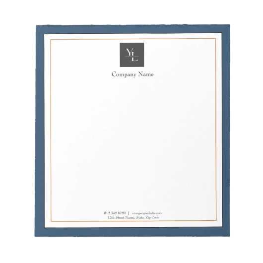 Bloc-note Or bleu moderne avec logo d'entreprise (Devant)