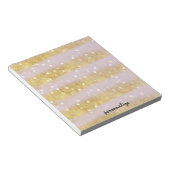 Bloc-note Or et rose rayures Bokeh Confetti (Incliné)