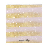 Bloc-note Or et rose rayures Bokeh Confetti (Devant)