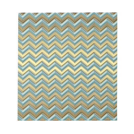 Bloc-note Or et Turquoise Motif Chevron (Devant)