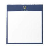 Bloc-note Or Monogramme Doré Navy Profond Nom Personnalisé L (Devant)