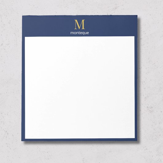 Bloc-note Or Monogramme Doré Navy Profond Nom Personnalisé L