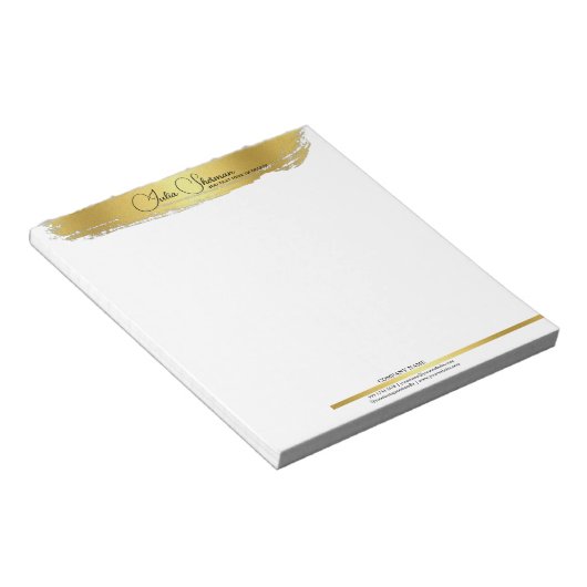 Bloc-note Or Monogramme Noir Chic Moderne Écriture Minimalis (Incliné)