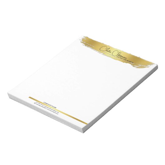 Bloc-note Or Monogramme Noir Chic Moderne Écriture Minimalis (Tourné)