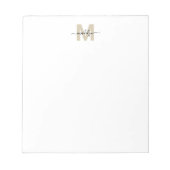 Bloc-note Or Noir Monogramme Nom Simple (Devant)