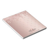Bloc-note Or rose gouttes monogramme initiales nom (Incliné)