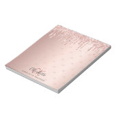 Bloc-note Or rose gouttes monogramme initiales nom (Tourné)