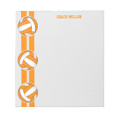 Bloc-note orange blanc équipe couleurs entraîneur de volley- (Devant)
