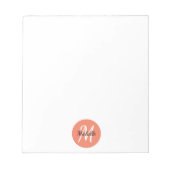 Bloc-note Orange & Blanc Simple Monogramme Classique tendanc (Devant)