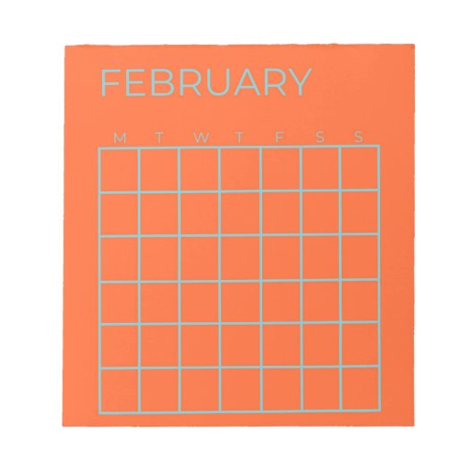 Bloc-note Orange Blue Tosca février Calendrier non daté (Devant)