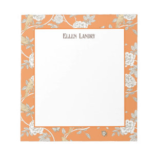 Bloc-note Orange Chinoiserie Floral
