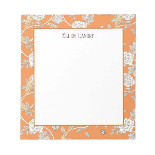 Bloc-note Orange Chinoiserie Floral (Devant)
