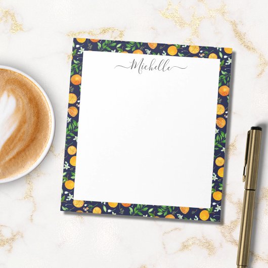 Bloc-note Orange Citrus été Floral Motif botanique