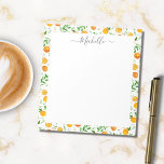 Bloc-note Orange Citrus été Floral Motif botanique<br><div class="desc">Éclairez vos notes avec cet élégant bloc-notes ! Doté d'un motif d'aquarelle transparent composé d'agrumes oranges,  de fruits d'été,  de feuilles verts et de fleurs botaniques,  il est idéal pour les joies inspirées du jardin toute la saison.</div>