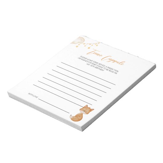 Bloc-note Orange Cute Fox Baby shower temps Capsule (Tourné)