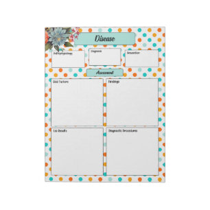 Bloc-note Orange floral n Bleu _ Maladie Temp 1