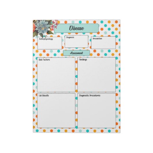 Bloc-note Orange floral n Bleu _ Maladie Temp 1 (Tourné)