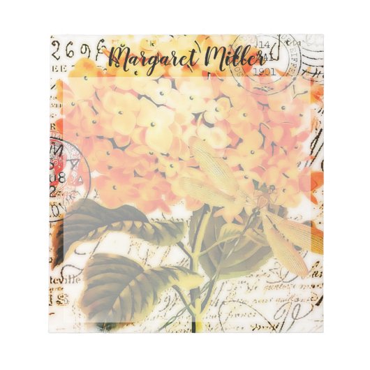 Bloc-note Orange hydrangea personnalisé (Devant)