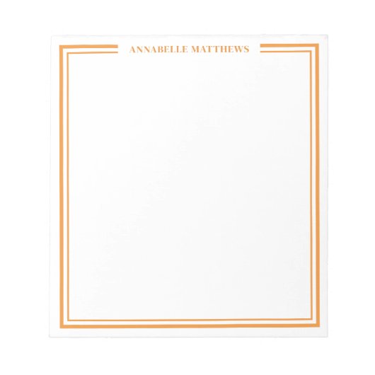 Bloc-note Orange Minimalist Monogram (Devant)