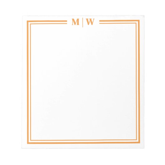 Bloc-note Orange Minimalist Monogram (Devant)