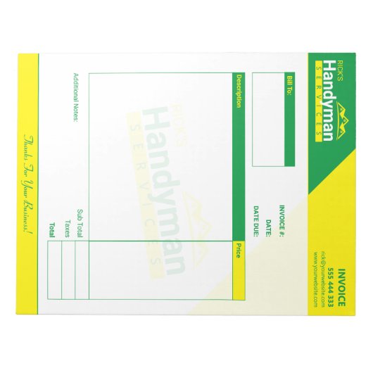 Bloc-note Ordinateur de poche de facture d'entreprise - Prof (Devant)