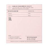 Bloc-note Ordonnance médicale éditable rose pastel (Devant)