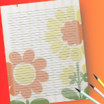 Bloc-note Ordre Dirigé Rétro Orange Mid Century Jaune<br><div class="desc">Bloc-notes à règle collégiale - Pages de taille de lettre standard - 8, 5" X 11" Lined with Black College Rule Lines on each Page for Easy Writing - Un papier Carnet à facettes - Ce design présente un design rétro orange et des fleurs jaunes du milieu du siècle, papier...</div>