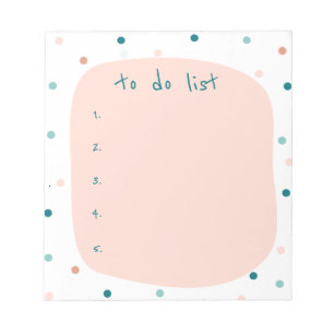 Bloc-note Organisation de liste de tâches à pois rose et ble