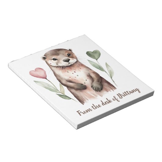 Bloc-note Otter Adorable Avec Fleurs Coeurs (Incliné)
