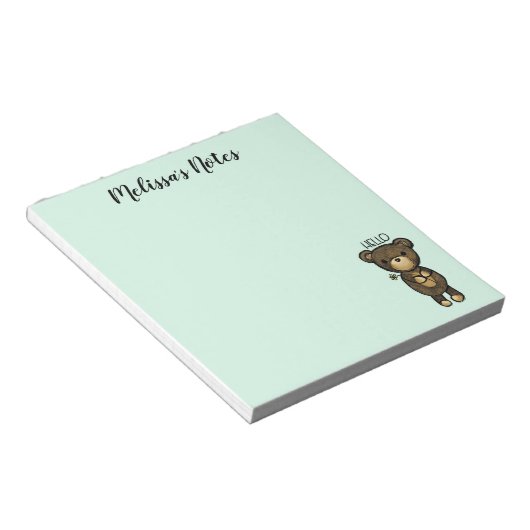 Bloc-note Ours Brown mignon tenant une Fleur Jaune (Incliné)