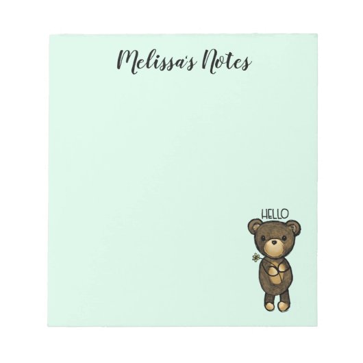 Bloc-note Ours Brown mignon tenant une Fleur Jaune (Devant)