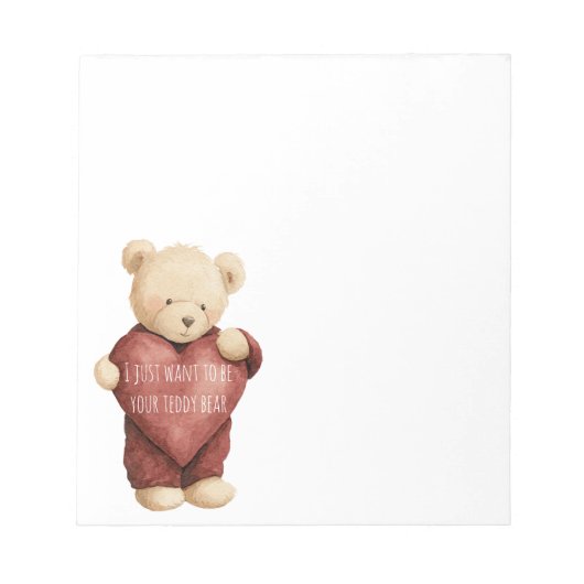 Bloc-note Ours en peluche cœur rouge (Devant)