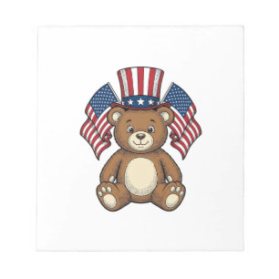 Bloc-note Ours en peluche patriotique vintage vector design_
