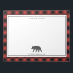 Bloc-note Ours Noir Plaid Buffalo Personnalisé<br><div class="desc">Un bloc-notes avec l'illustration d'un ours noir avec un motif de plaid de buffle rouge et noir. Personnalisez le texte.</div>