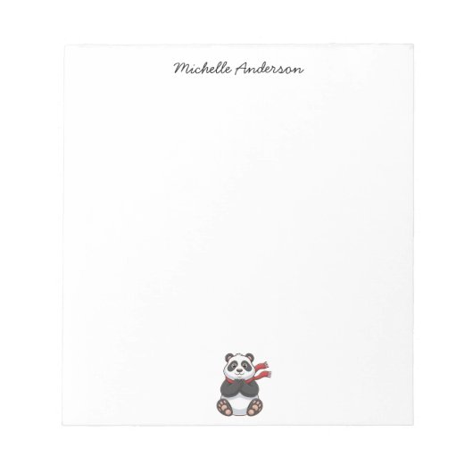 Bloc-note Ours Panda Mignon Branché Personnalisé (Devant)