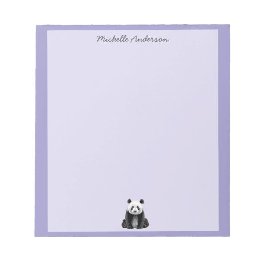Bloc-note Ours Panda Mignon Branché Personnalisé Violet (Devant)