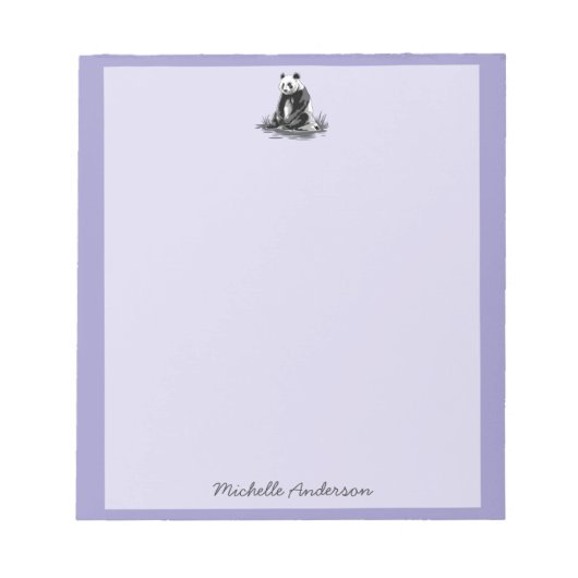Bloc-note Ours Panda Mignon Branché Personnalisé Violet (Devant)