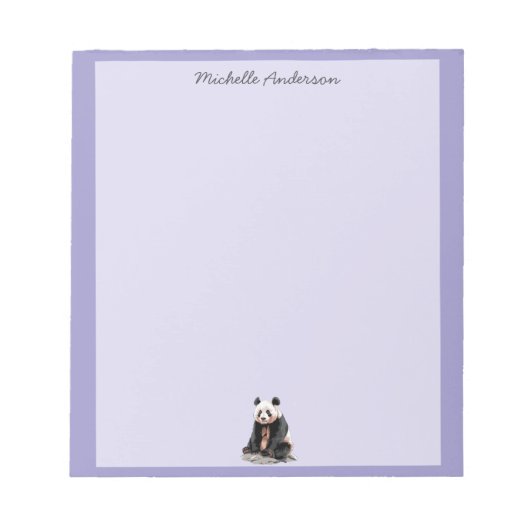 Bloc-note Ours Panda Mignon Branché Personnalisé Violet (Devant)