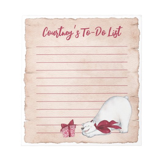 Bloc-note Ours polaire de Noël (Devant)