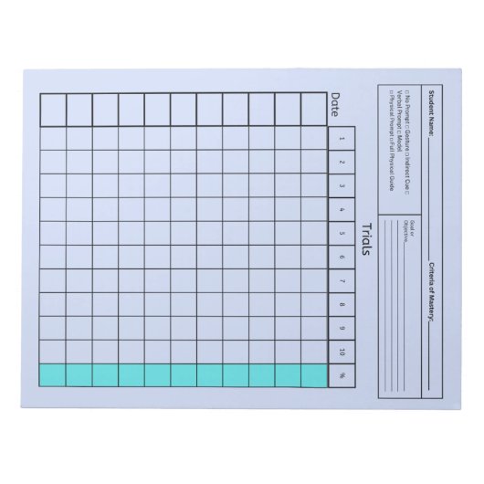Bloc-note Outil SpEd essentiel : Feuille de données vierge ( (Devant)
