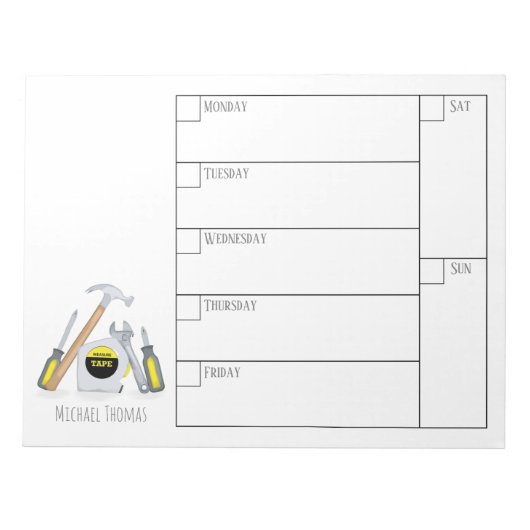 Bloc-note Outils simples modernes Calendrier hebdomadaire mi (Devant)