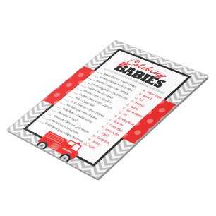 Bloc-note Pack de jeu Baby shower de camion de pompier pour 