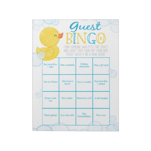 Bloc-note Pack de jeu Baby shower de canard en caoutchouc (Tourné)