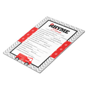 Bloc-note Pack de jeu Baby shower de rime de camion de pompi