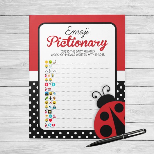 Bloc-note Pack de jeu de Baby shower de Ladybug Emoji