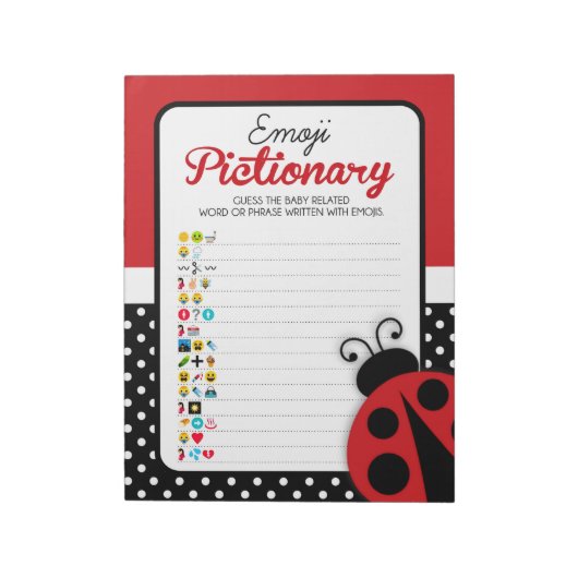 Bloc-note Pack de jeu de Baby shower de Ladybug Emoji (Tourné)