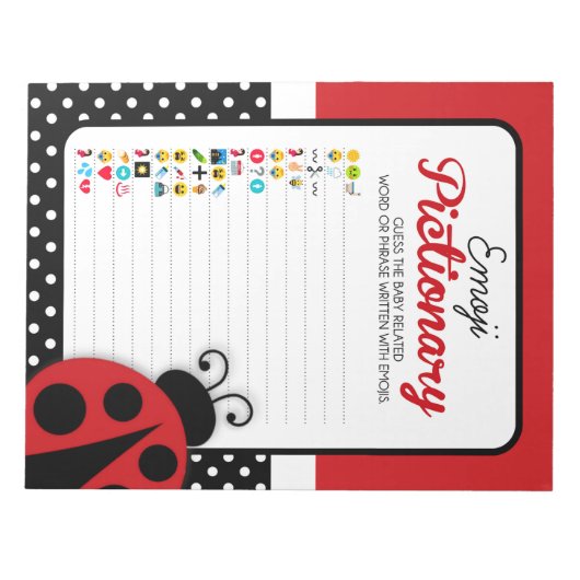 Bloc-note Pack de jeu de Baby shower de Ladybug Emoji (Devant)